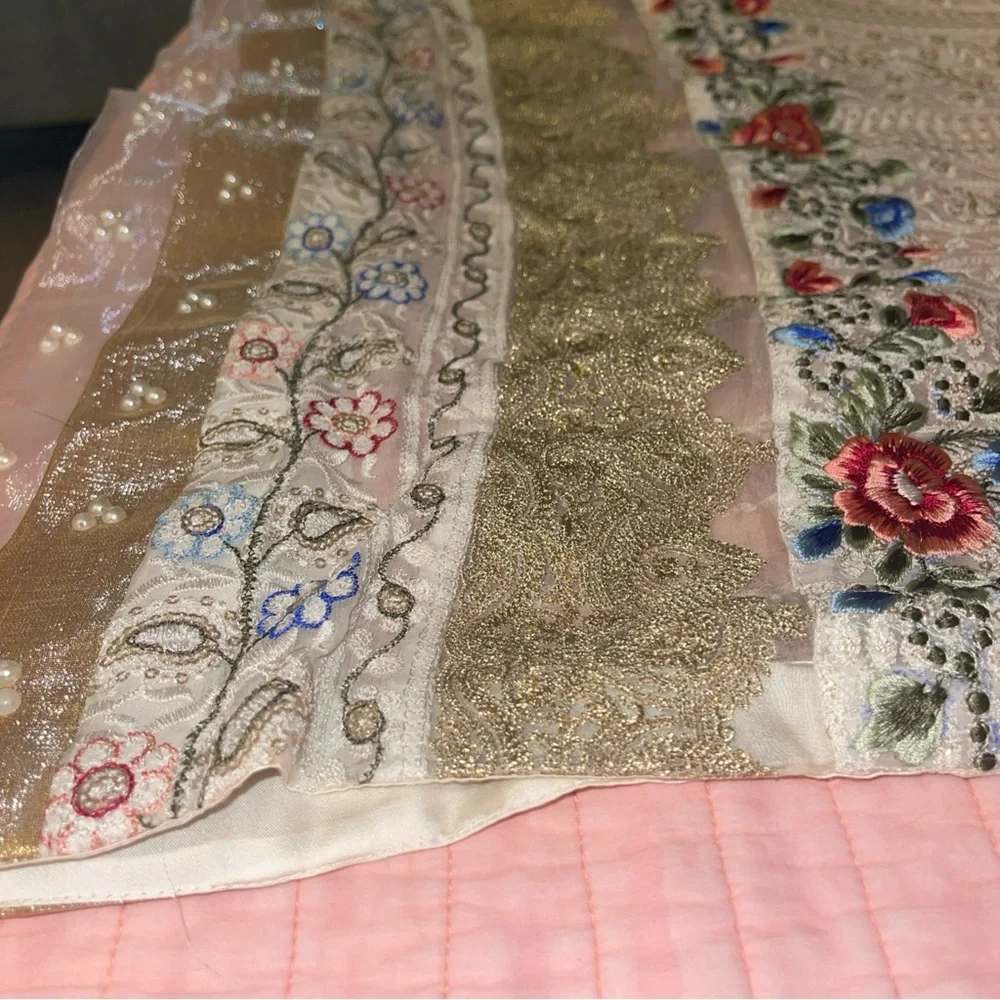 Pakistani Ruzal white/multicolor Slip Dress Fancy Formal party / Wedding Suit - Picture 16 of 17